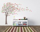 Large Tree Wall Decal with Colorful Leaves Blow in the Wind  Nursery Stickers